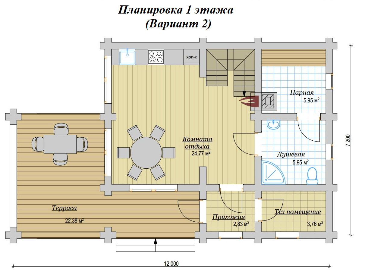 Дом из бревна 103м2 Проект №ВЗ-144 «Одиссей»